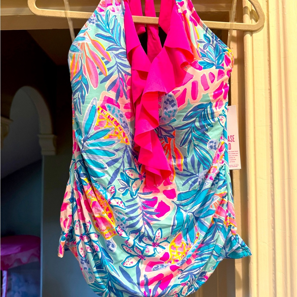 LILLY PULITZER Nara Tankini Top "RAINFOREST RETREAT" Size 10 NWT $118